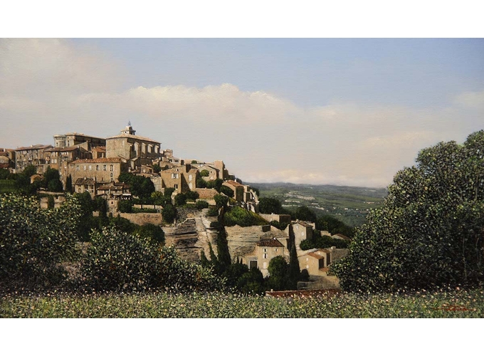 中司 満夫</br>《天空之村・普羅旺斯石頭城》 M6  油畫