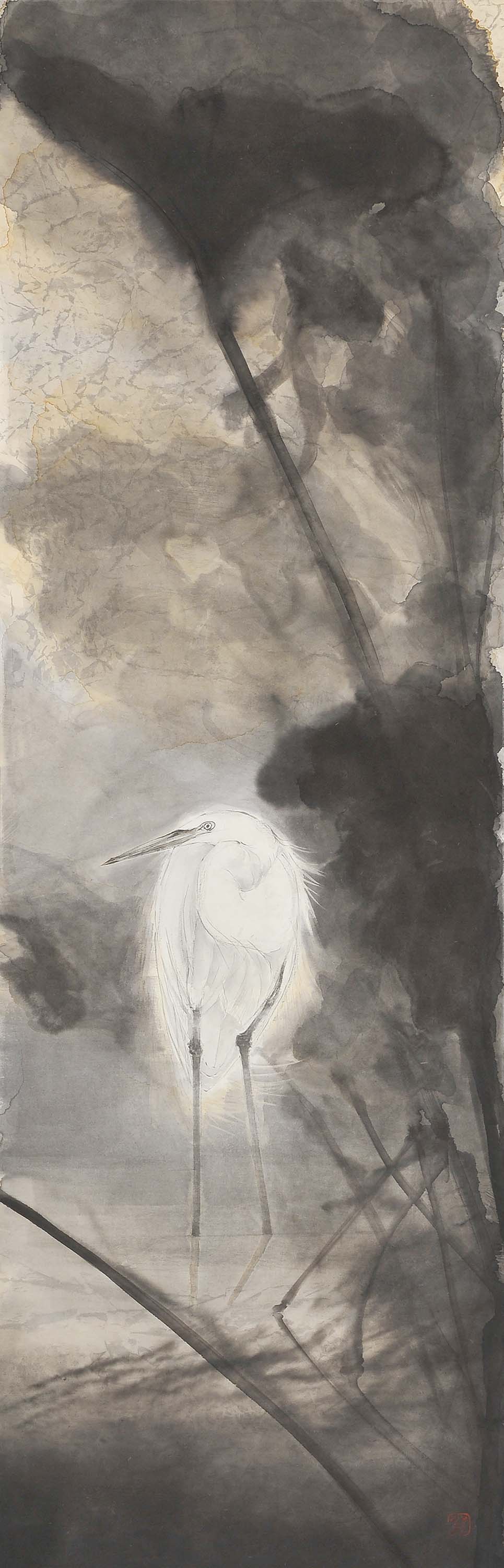 中野 嘉之</br>《秋の風》 140×45cm 水墨画
