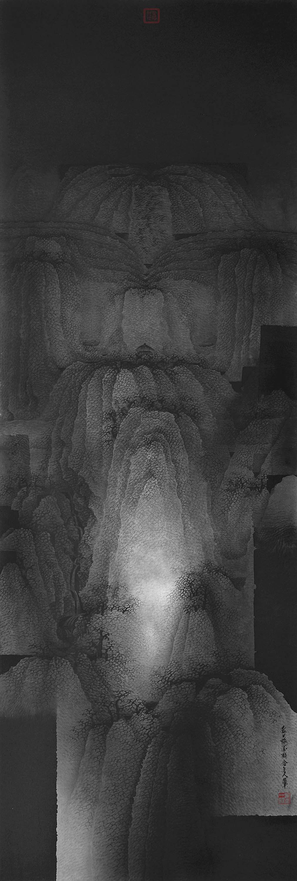 呉 一騏</br>《天光山水》 181×59cm 水墨画