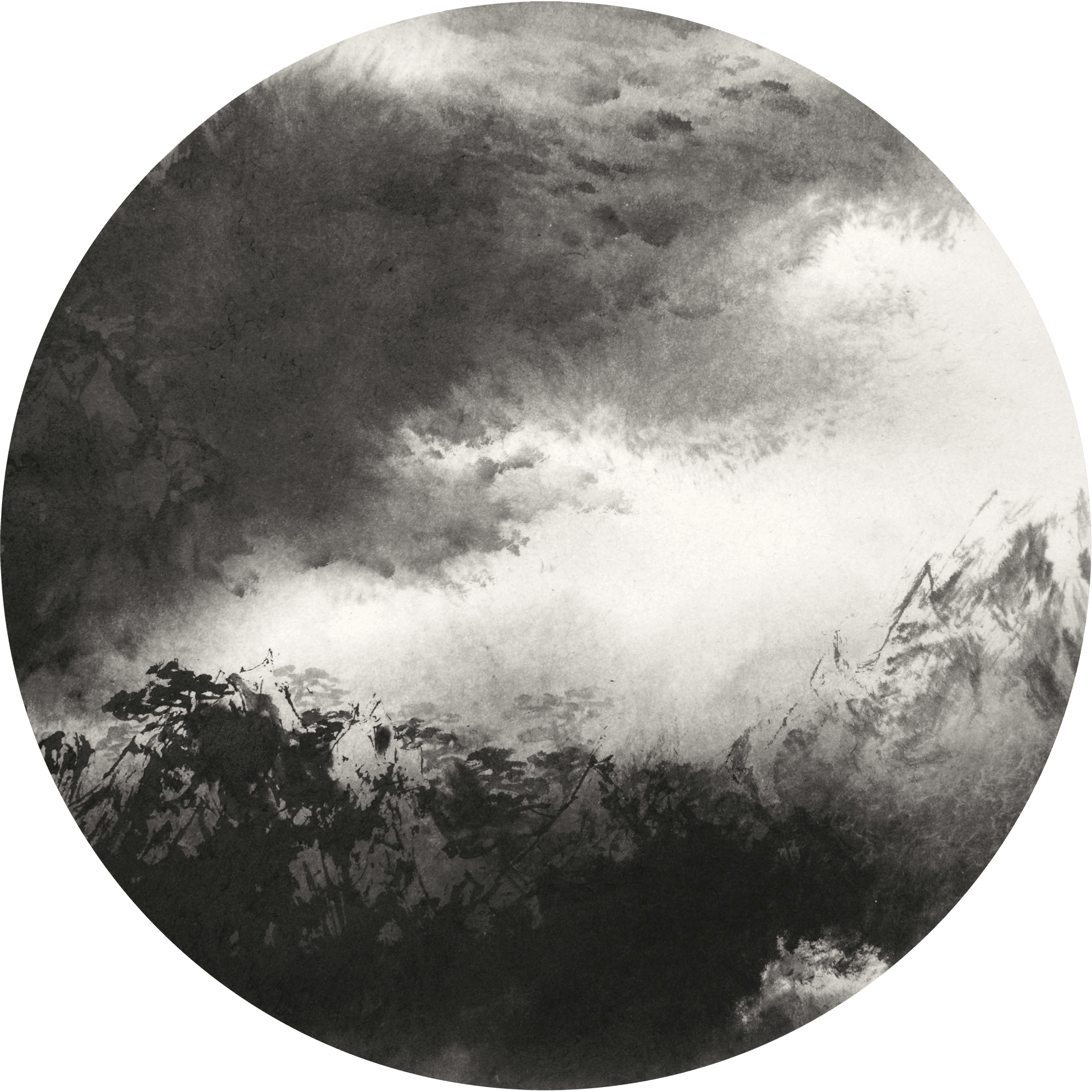 呉 一騏</br>《山水の一》 45Φ 水墨画