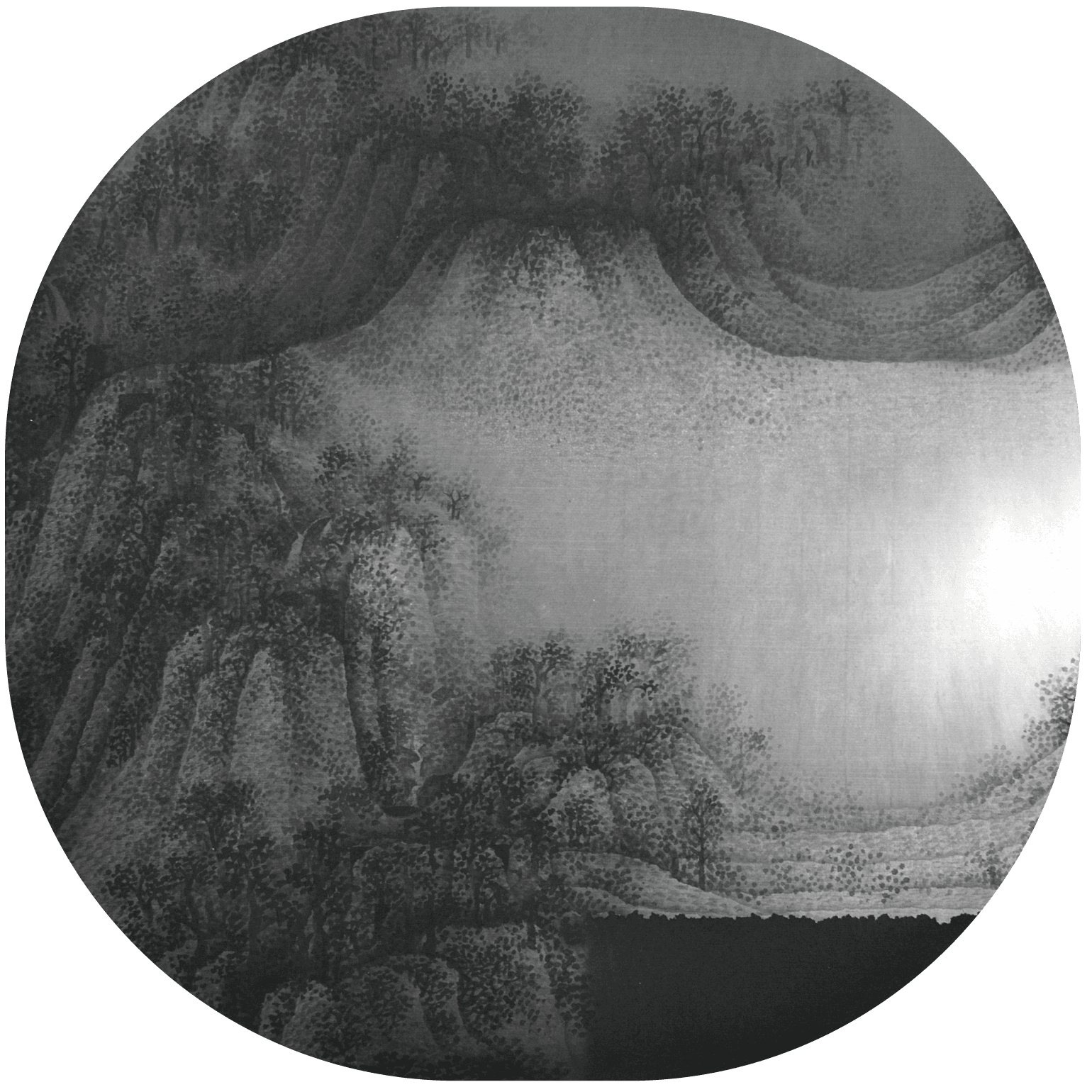 呉 一騏</br>《山水の二》 44×47cm 水墨画