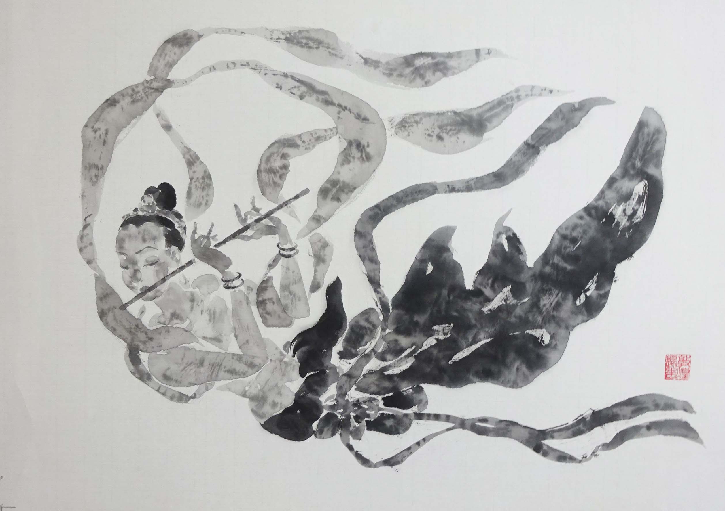大竹 卓</br>《敦煌飛天Ⅱ》 P8 水墨画